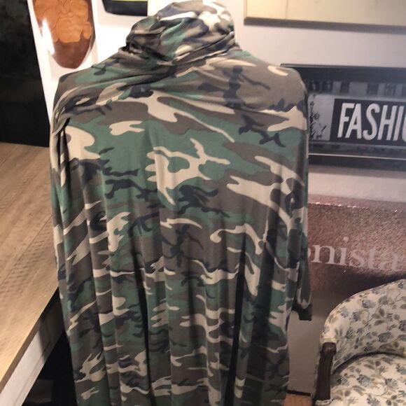 Camo Loungewear Hi Lo Poncho with Cowl Neck Comfort. Relax and disappear 🫥 - Picture 7 of 17